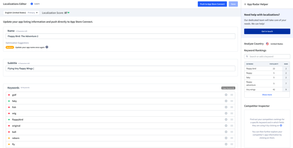 Optimize your app metadata with App Radar