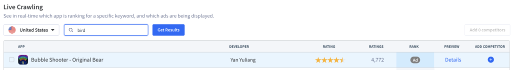 Live Search: See which ad is being displayed in real-time.