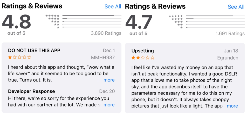Mitigate the impact of a negative user review by providing a polite and helpful developer response
