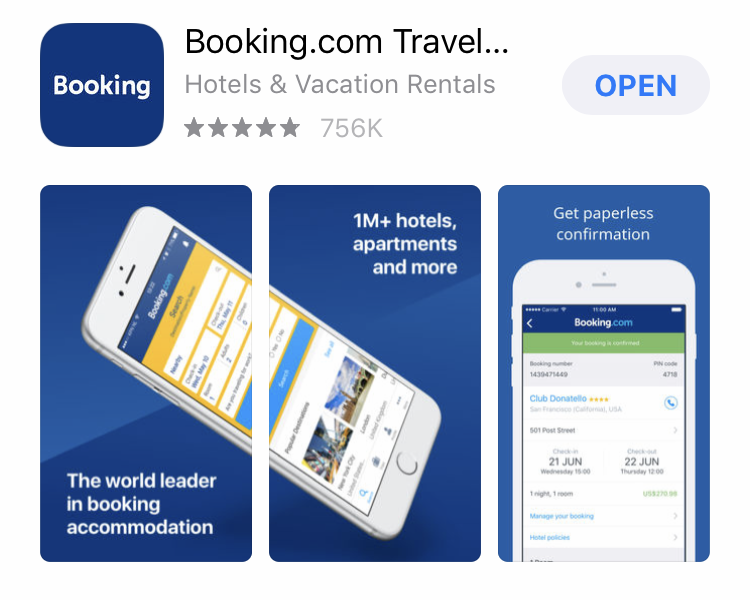 Booking.com App Connected Portrait App Screenshots Layout