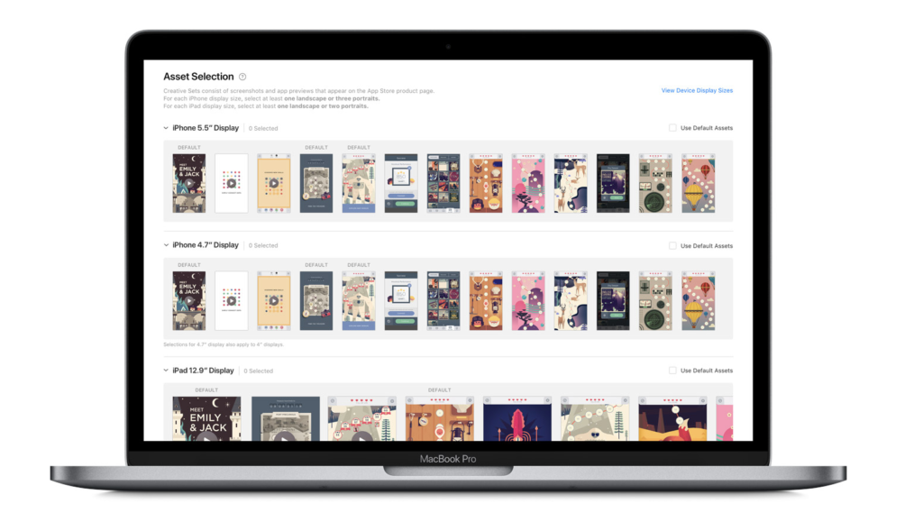 Asset selection for apple search ads