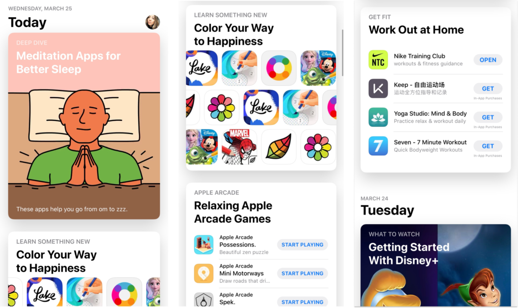 Apple is featuring apps that help people find ways to spend their time while staying at home and social distancing during Coronavirus Covid-19