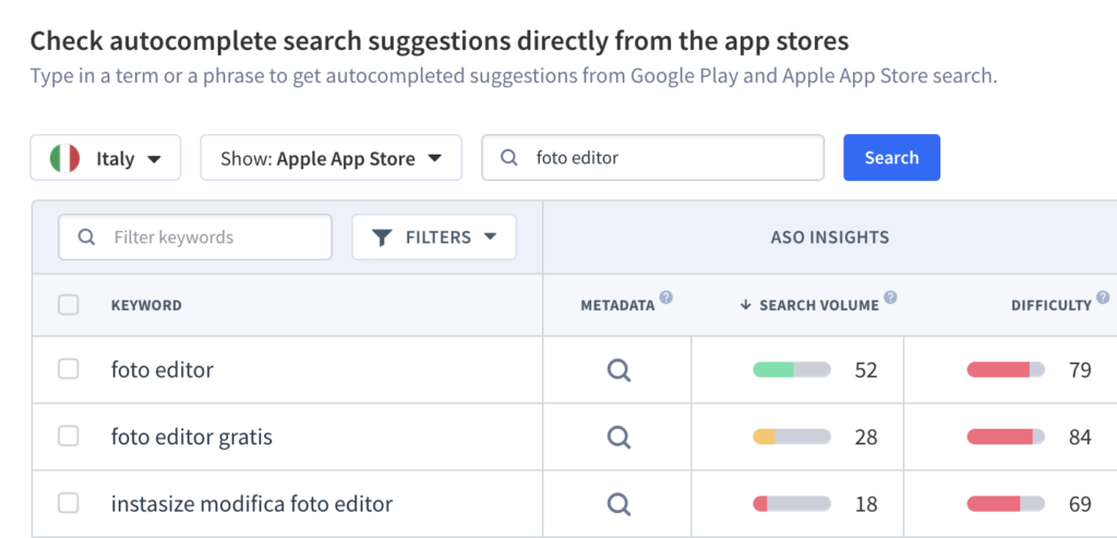 Find app and track app keywords in every language with App Radarâs App Store Optimization tool.