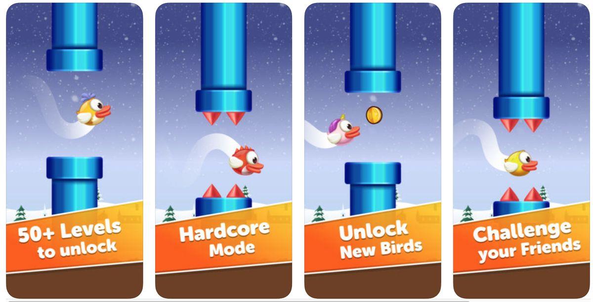 Screenshots of a Mobile game Floppy Bird which used influencer marketing