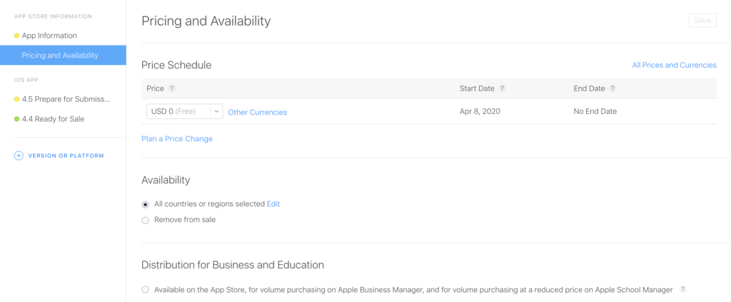 Determine your app pricing before you launch iOs apps. You can do this in App Store Connect.