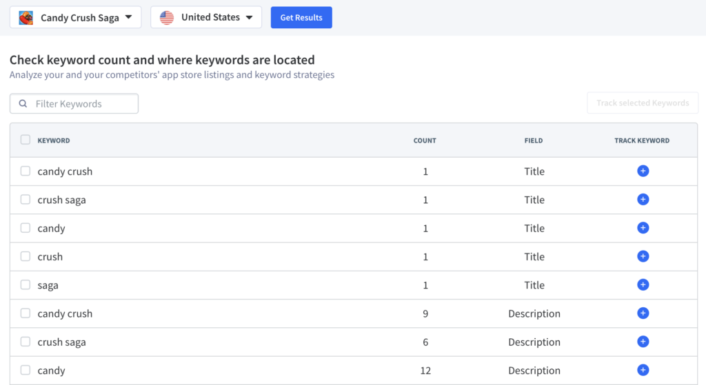 Keyword Density for Android apps on Google Play in new keyword finder feature set