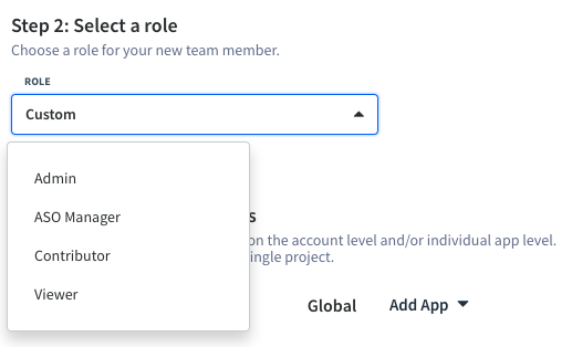Select a role for each team member in App Radar