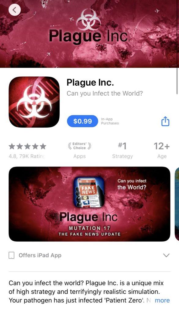 Plague Inc. App Store Listing