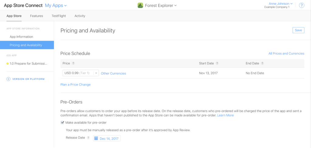 Set a release date for your iOS app  when setting up the app store pre-order