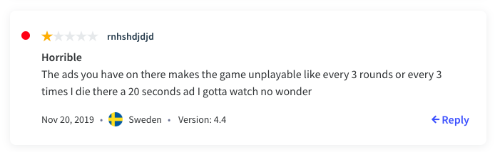 See all of the reviews your app receives with a free App Radar account