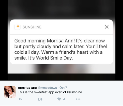 Sunshine App having on brand push marketing strategy
