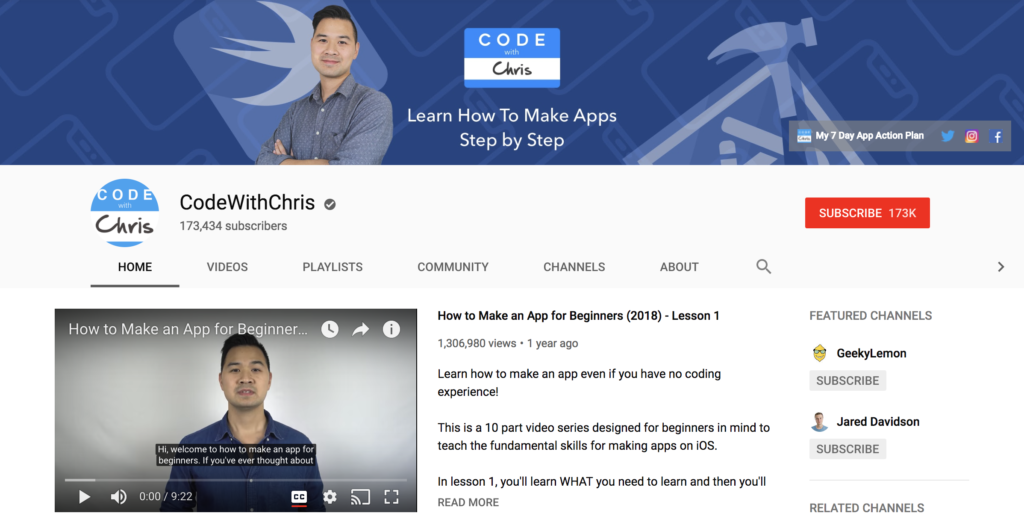 Code with Chris Youtube 