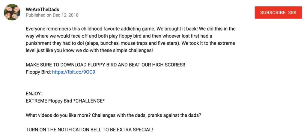 Floppy Bird Mobile App Game Youtube Influencer Campaign