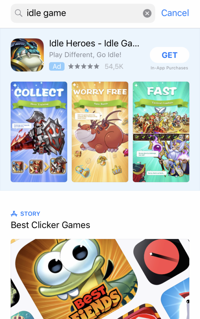Idle Heroes uses Apple Search Ads to bring in high-quality users and low CPIs