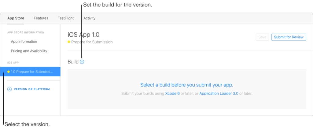 Choose the app build you would like to use for your iOS app launch. You can change your build anytime before you launch iOS apps
