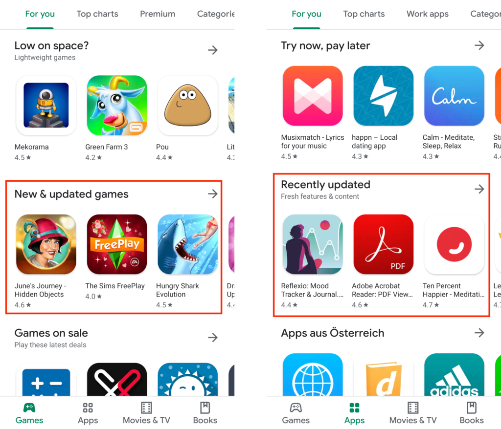 New and recently updated apps featured in Google Play